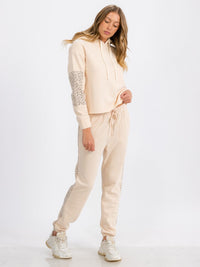 WOMEN'S LONG SLEEVE RAW EDGE HOODED PULLOVER SWEATER