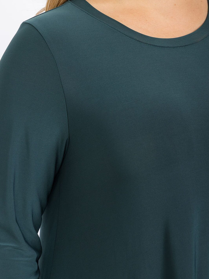 PLUS SIZE 3/4 SLEEVE FRONT POCKETS HIGH-LOW MAXI DRESS