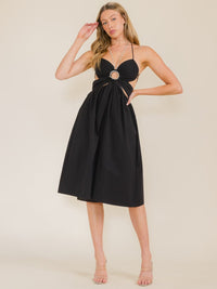 WOMEN'S SLEEVELESS OPEN BACK KEY HOLE MIDI DRESS