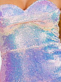 WOMEN'S SLEEVELESS MULTI COLOR SEQUINS MINI DRESS