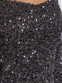 WOMEN'S LONG SLEEVE SQUARE NECK BODYCON SEQUINS MINI DRESS