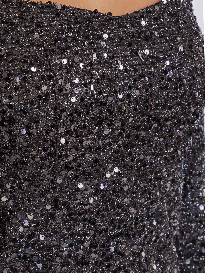 WOMEN'S LONG SLEEVE SQUARE NECK BODYCON SEQUINS MINI DRESS