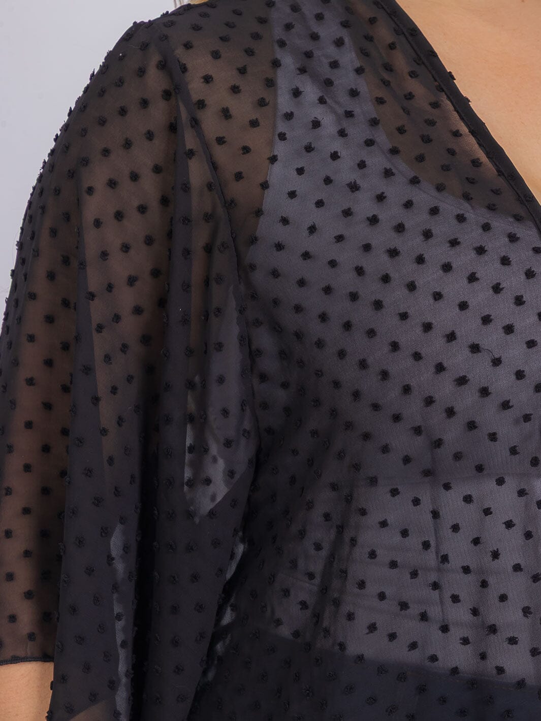 PLUS SIZE SHORT SLEEVE OPEN FRONT SWISS DETAILED CARDIGAN