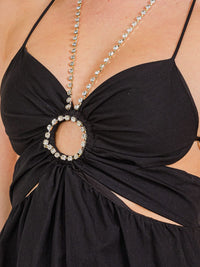 WOMEN'S SLEEVELESS OPEN BACK KEY HOLE MIDI DRESS