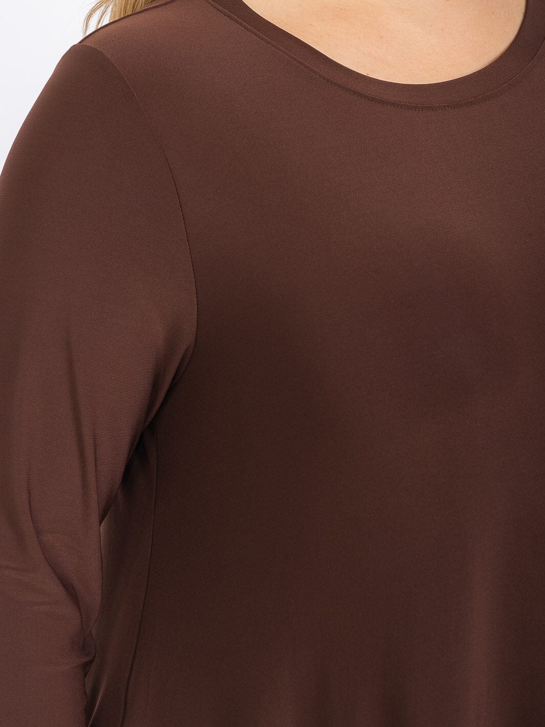 PLUS SIZE 3/4 SLEEVE FRONT POCKETS HIGH-LOW MAXI DRESS