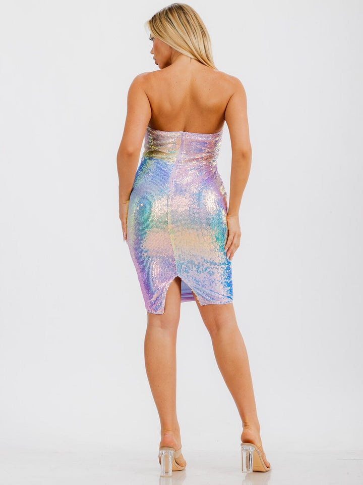 WOMEN'S SLEEVELESS MULTI COLOR SEQUINS MINI DRESS