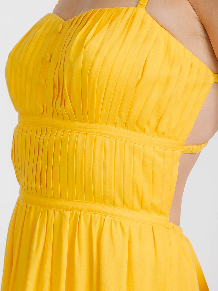 WOMEN'S SLEEVELESS ELASTIC WAIST TIERED OPEN BACK MAXI DRESS