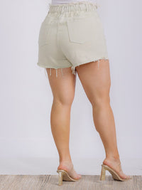 PLUS SIZE FRAY WAIST ACID WASH DENIM SHORTS