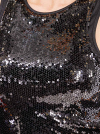 WOMEN'S SLEEVELESS SEQUINS BODYCON MIDI DRESS