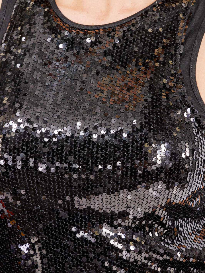 WOMEN'S SLEEVELESS SEQUINS BODYCON MIDI DRESS