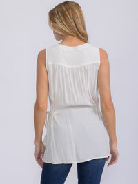 WOMEN'S SLEEVELESS BUTTON UP ADJUSTABLE WAIST TANK TOP