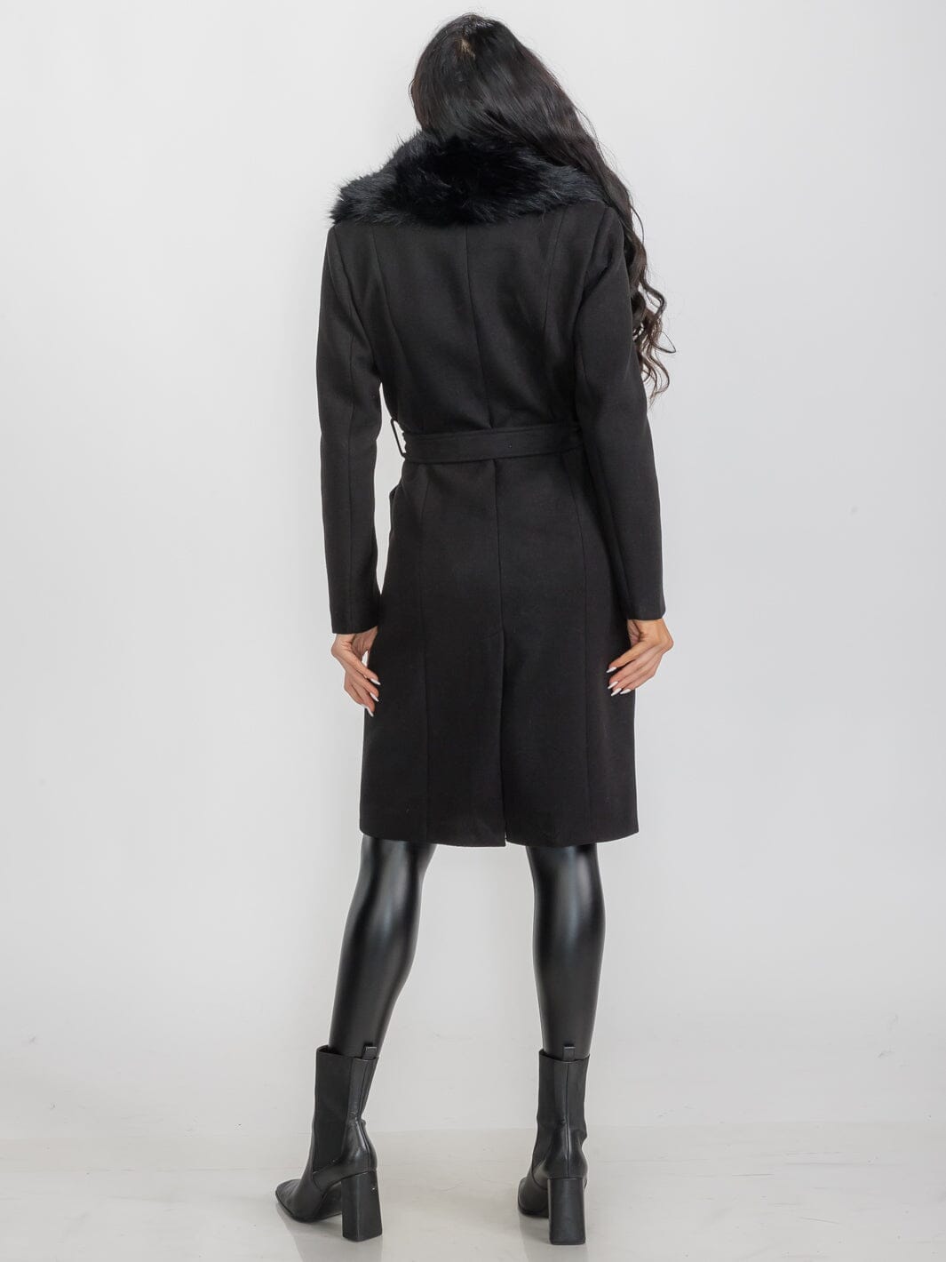 WOMEN'S LONG SLEEVE BUTTON CLOSURE FRONT POCKETS REMOVABLE COLLAR COAT