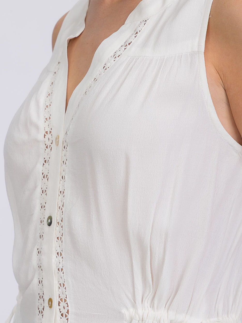 WOMEN'S SLEEVELESS BUTTON UP ADJUSTABLE WAIST TANK TOP