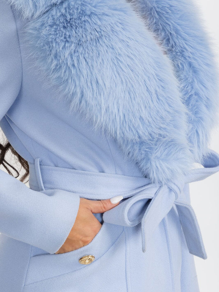 WOMEN'S LONG SLEEVE BUTTON CLOSURE FRONT POCKETS REMOVABLE COLLAR COAT