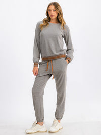 WOMEN'S LONG SLEEVE TRIM DETAILED PULLOVER SWEATER