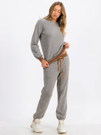 WOMEN'S LONG SLEEVE TRIM DETAILED PULLOVER SWEATER