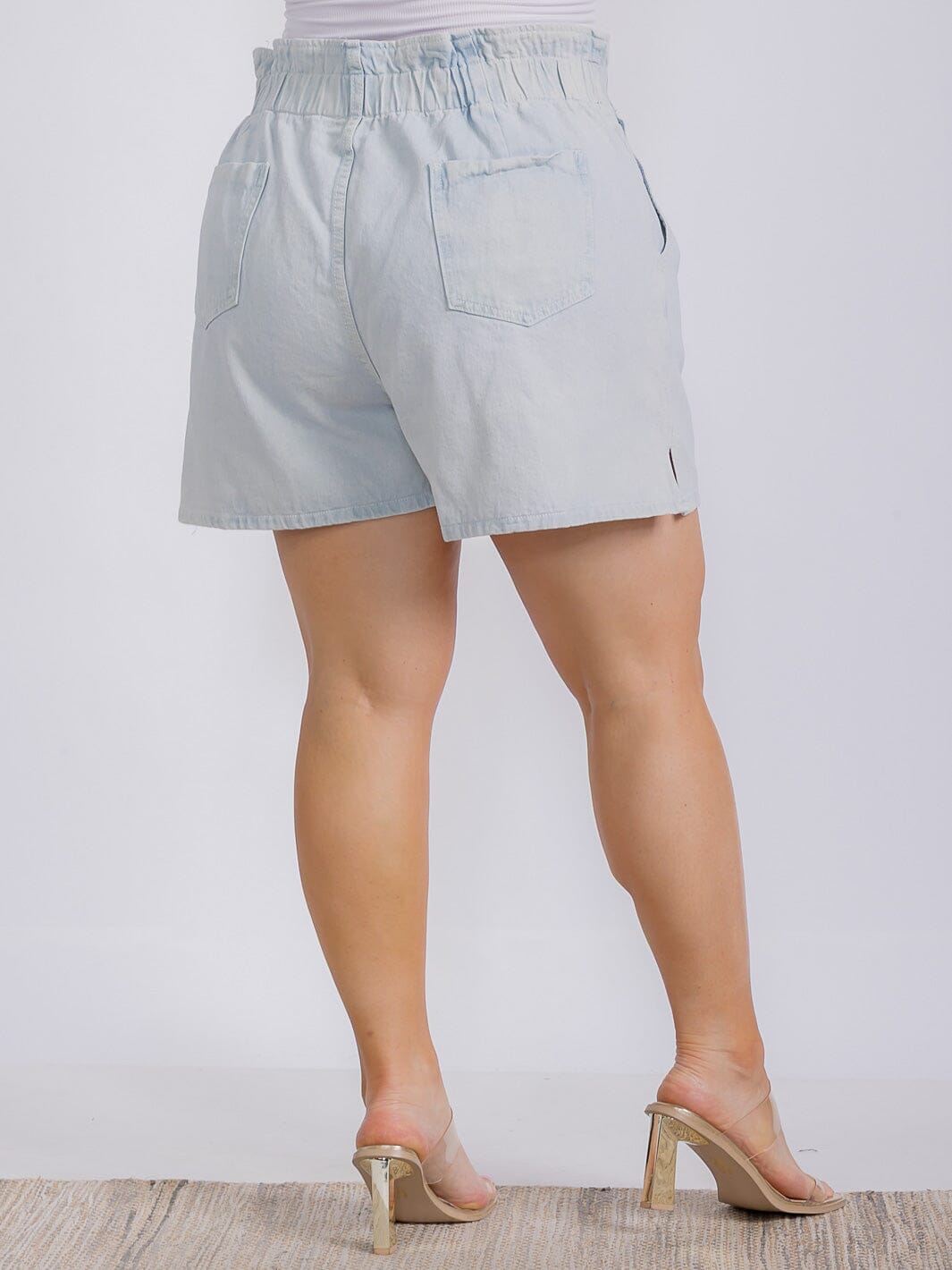 PLUS SIZE ELASTIC WAIST DENIM SHORT