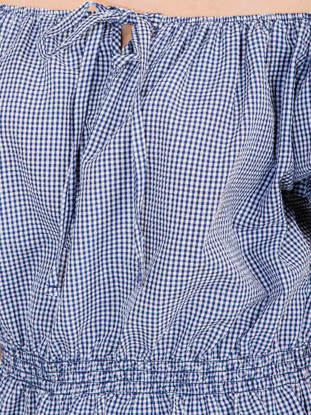 WOMEN'S OFF SHOULDER PLAID ELASTIC WAIST TOP