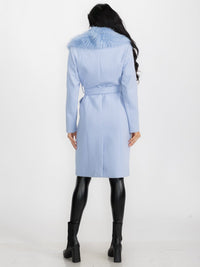 WOMEN'S LONG SLEEVE BUTTON CLOSURE FRONT POCKETS REMOVABLE COLLAR COAT