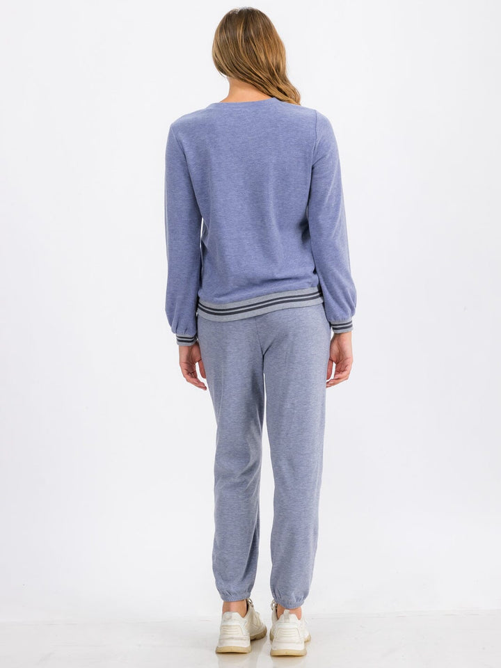 WOMEN'S LONG SLEEVE TRIM DETAILED PULLOVER SWEATER