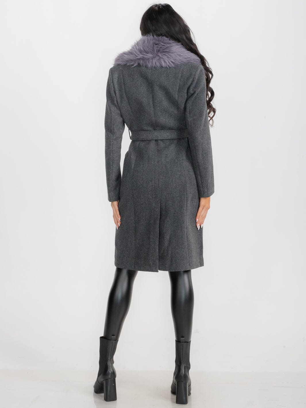 WOMEN'S LONG SLEEVE BUTTON CLOSURE FRONT POCKETS REMOVABLE COLLAR COAT