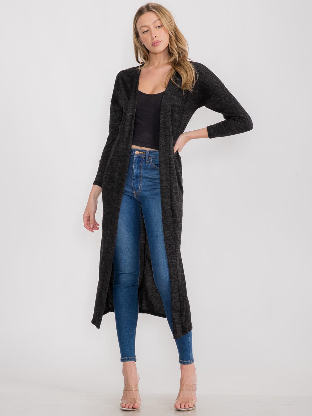 WOMEN'S LONG SLEEVE OPEN FRONT CARDIGAN