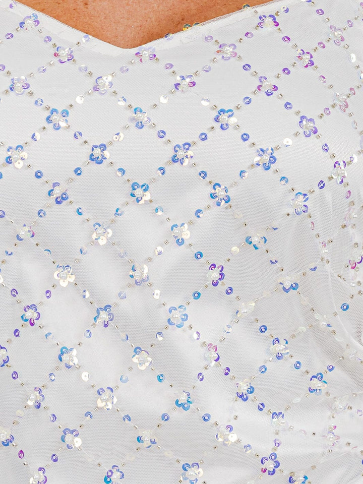 WOMEN'S SLEEVELESS V-NECK SEQUINS MESH MIDI DRESS