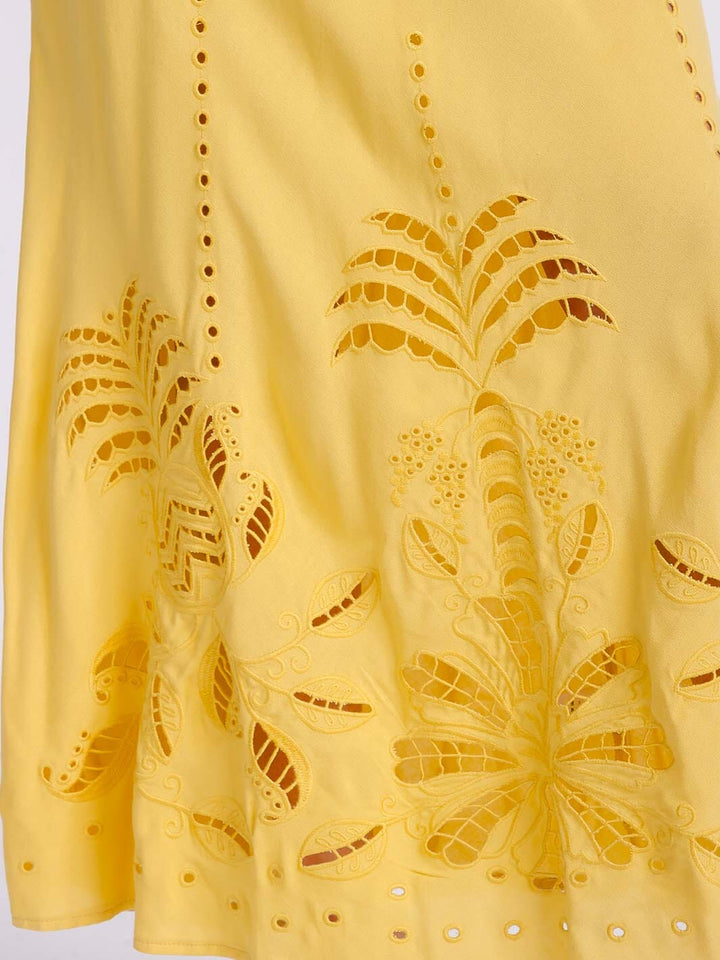 WOMEN'S SLEEVELESS SURPLICE EYELET BOTTON DETAILED OPEN BACK MAXI DRESS