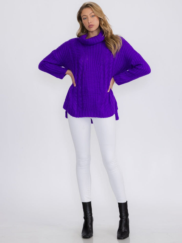 WOMEN'S LONG SLEEVES PULLOVER TURTLE NECK SWEATER