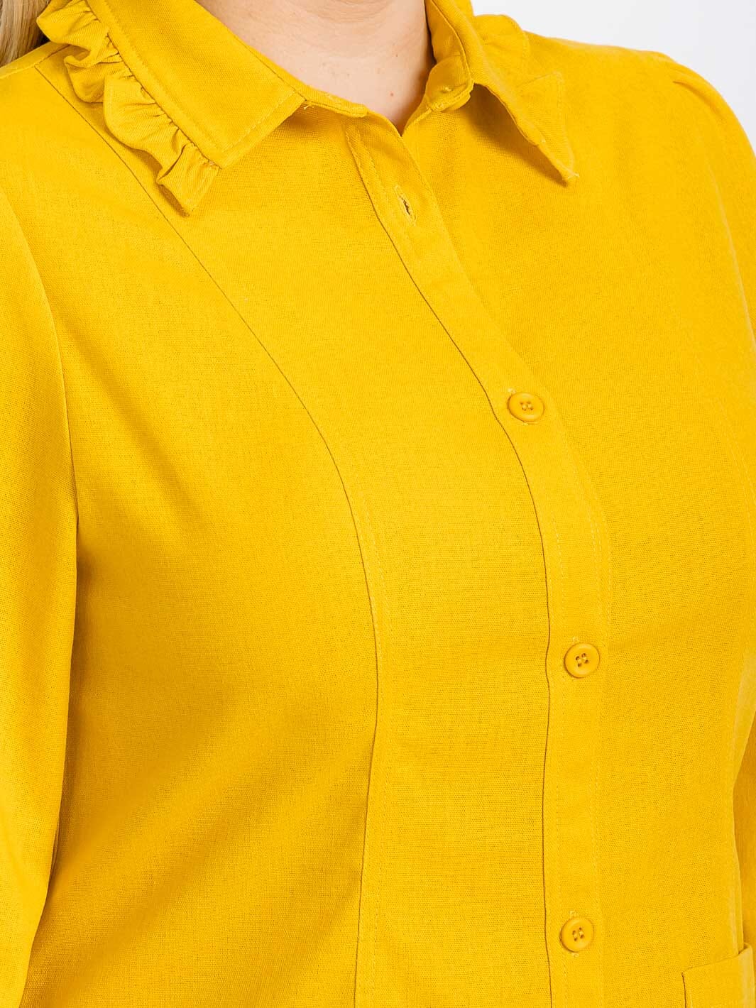 PLUS SIZE LONG SLEEVE BUTTON UP FRONT POCKETS SOLID MINI DRESS