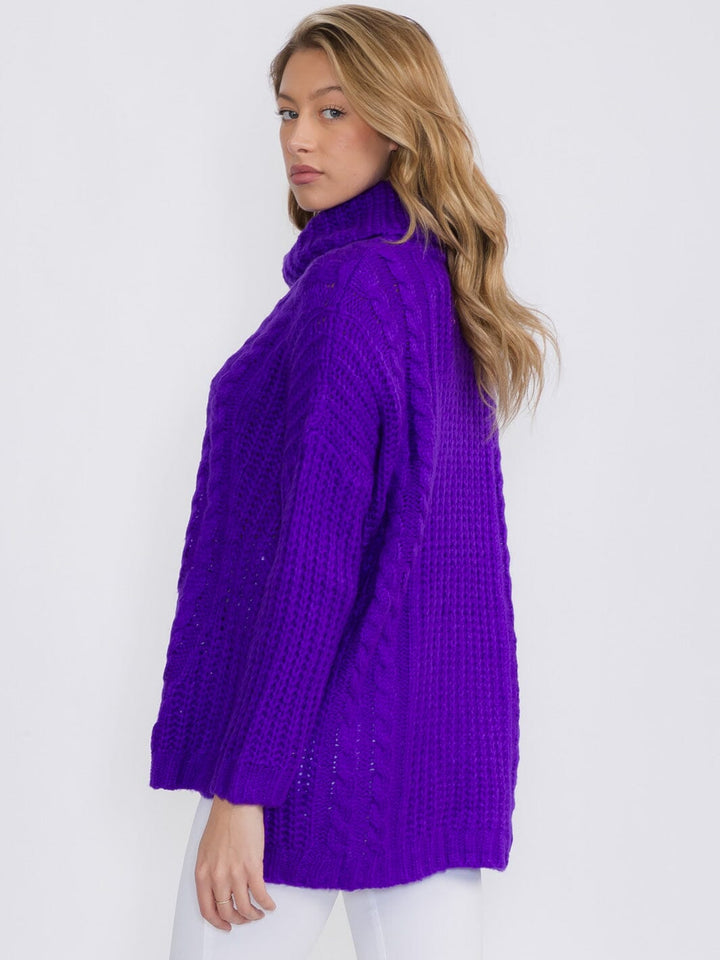 WOMEN'S LONG SLEEVES PULLOVER TURTLE NECK SWEATER