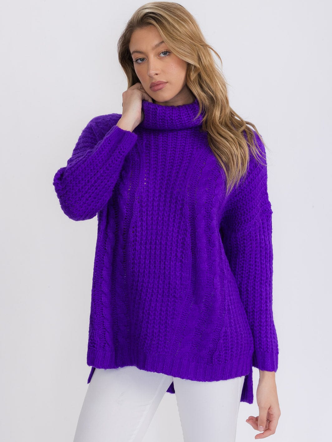 WOMEN'S LONG SLEEVES PULLOVER TURTLE NECK SWEATER