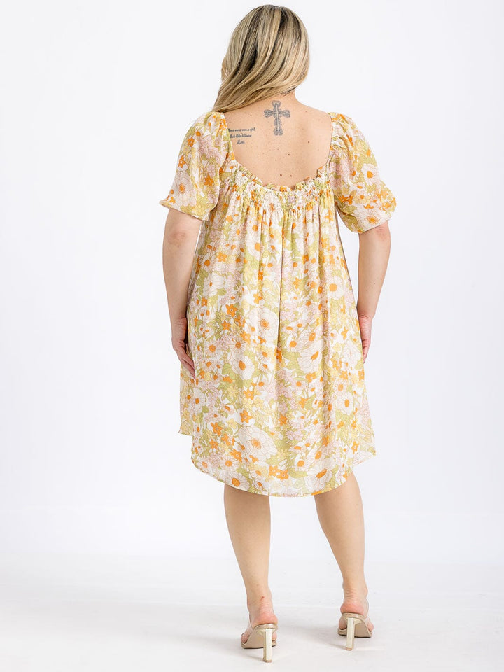 PLUS SIZE SHORT SLEEVE SQUARE NECK TIERED COLORBLOCK TUNIC MINI DRESS (Copy)