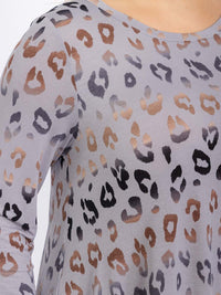 PLUS SIZE 3/4 SLEEVE FRONT POCKETS ANIMAL PRINT RUFFLE BOTTOM HEM MAXI DRESS
