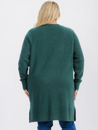 PLUS SIZE LONG SLEEVE OPEN FRONT POCKETS CARDIGAN