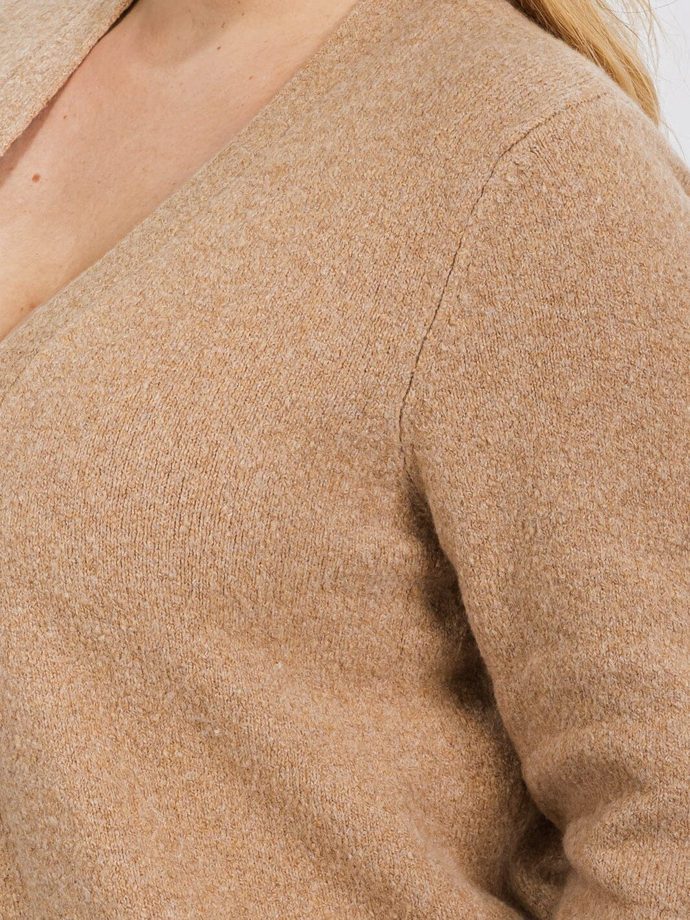 PLUS SIZE LONG SLEEVE OPEN FRONT POCKETS CARDIGAN