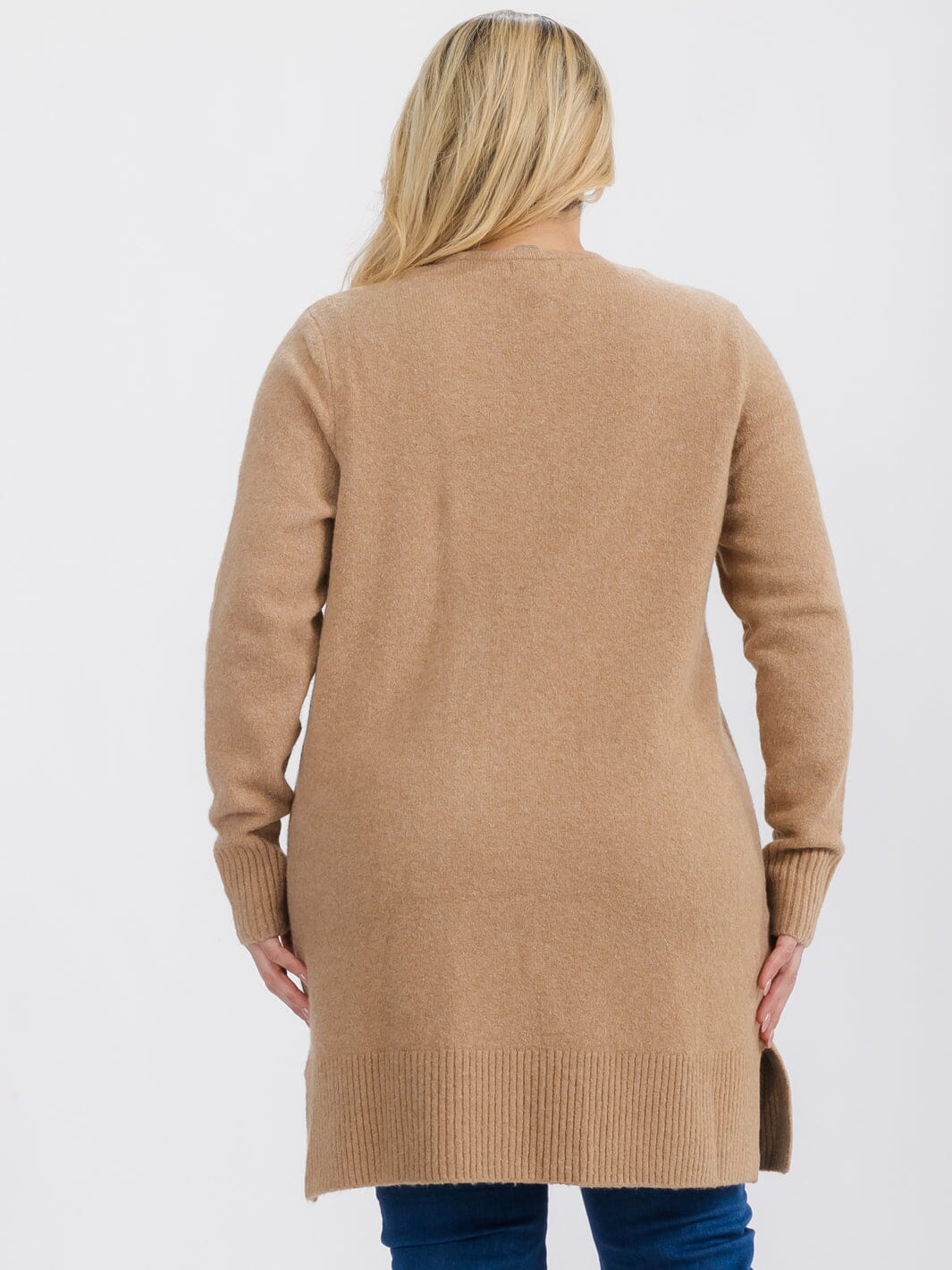 PLUS SIZE LONG SLEEVE OPEN FRONT POCKETS CARDIGAN