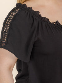 PLUS SIZE SHORT SLEEVE LACE OFF SHOULDER BLOUSE