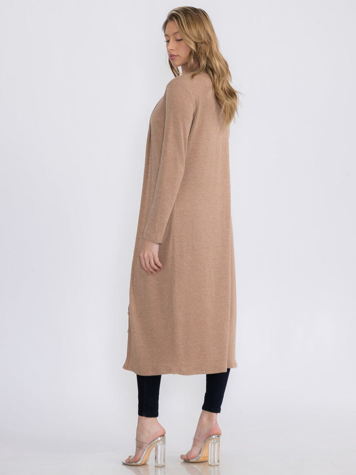 WOMEN'S LONG SLEEVE BUTTON UP CARDIGAN MAXI DRESS