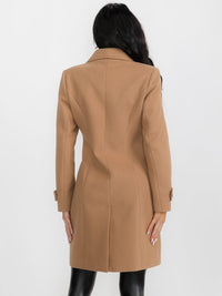 WOMEN'S LONG SLEEVE BUTTON CLOSURE FRONT POCKETS COAT