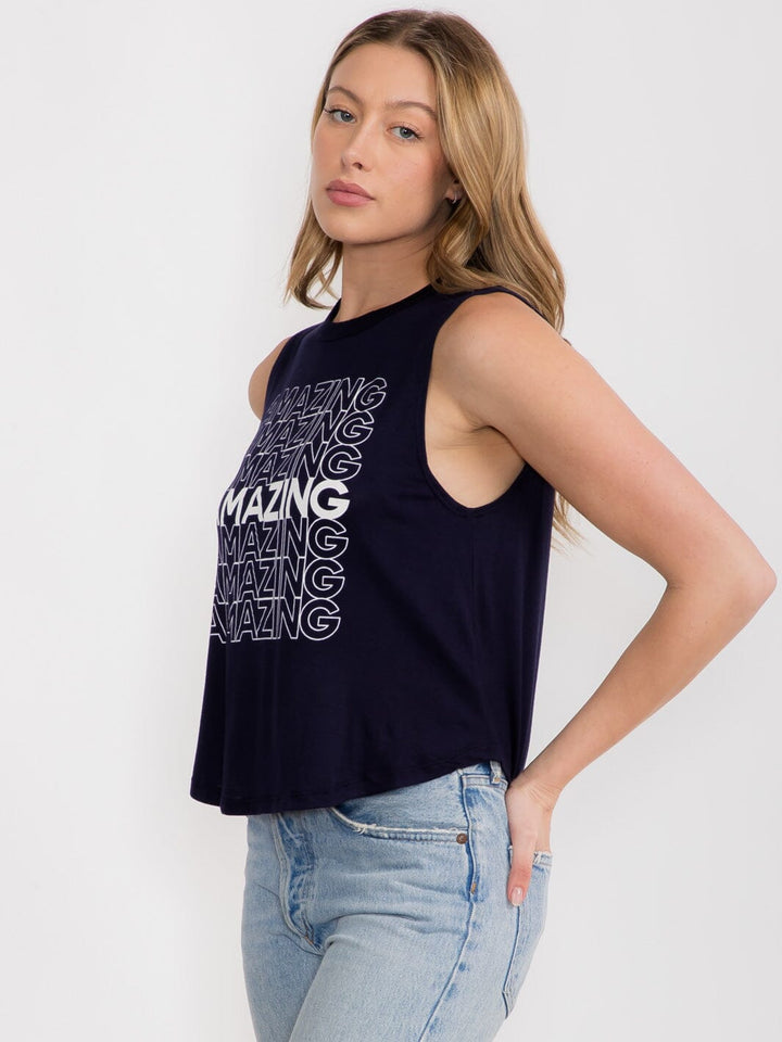 WOMEN'S SLEEVELESS BASIC GRAPHIC TANK TOP