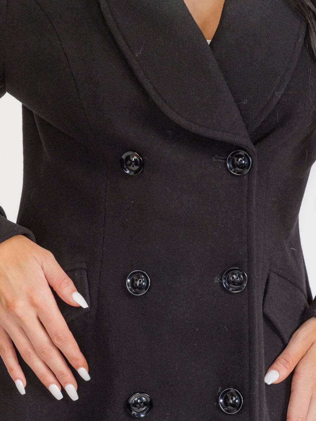 WOMEN'S LONG SLEEVE BUTTON CLOSURE FRONT POCKETS COAT