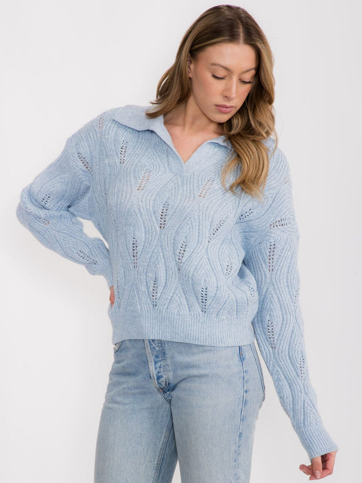 WOMEN'S LONG SLEEVE V-NECK KNIT PULLOVER SWEATER