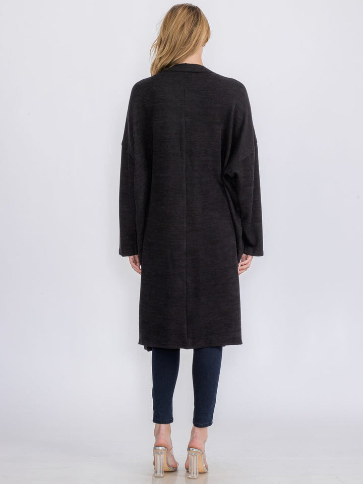 WOMEN'S LONG SLEEVE OPEN FRONT POCKETS CARDIGAN