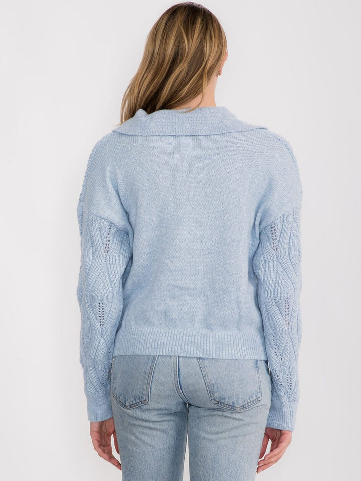 WOMEN'S LONG SLEEVE V-NECK KNIT PULLOVER SWEATER