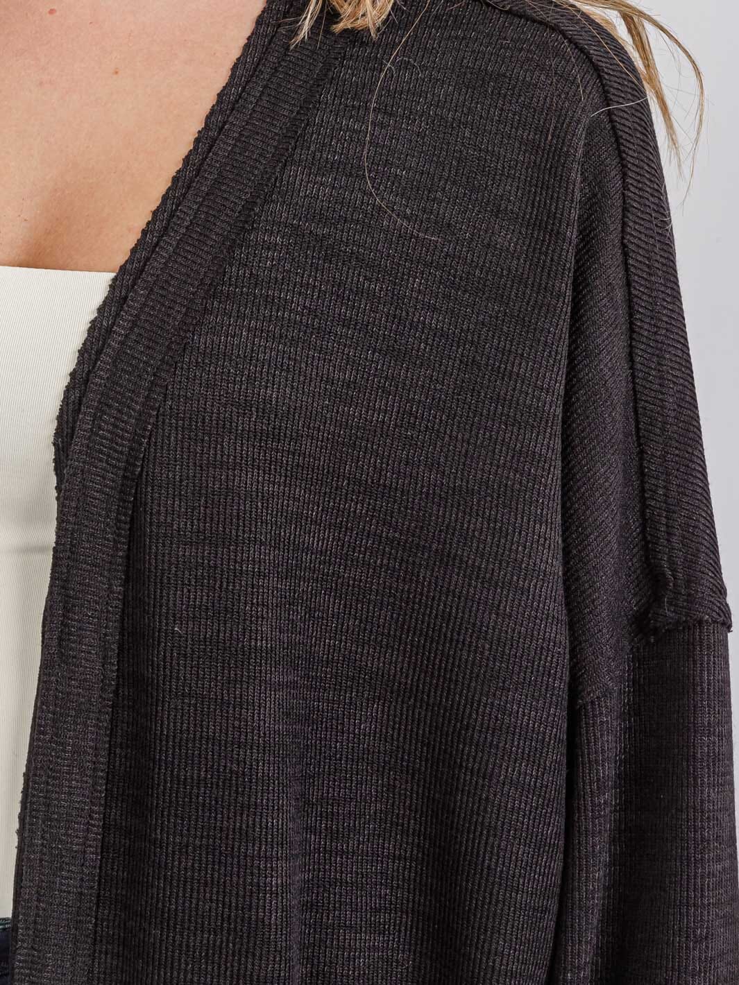 WOMEN'S LONG SLEEVE OPEN FRONT POCKETS CARDIGAN