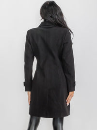 WOMEN'S LONG SLEEVE BUTTON CLOSURE FRONT POCKETS COAT