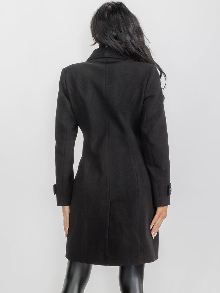 WOMEN'S LONG SLEEVE BUTTON CLOSURE FRONT POCKETS COAT