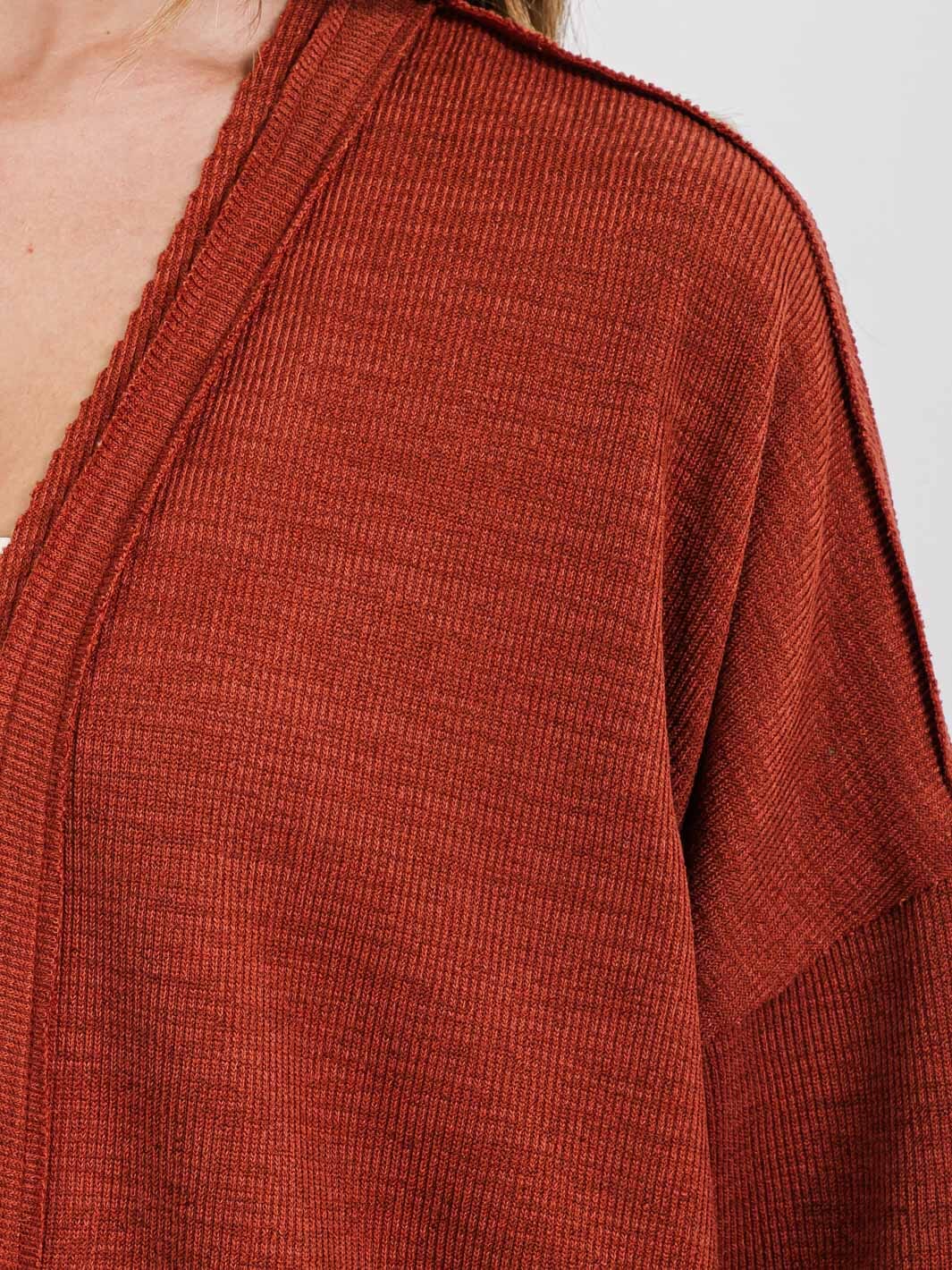 WOMEN'S LONG SLEEVE OPEN FRONT POCKETS CARDIGAN