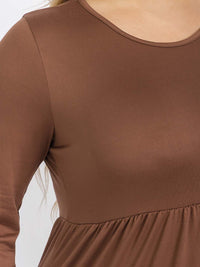 PLUS SIZE 3/4 SLEEVE FRONT POCKETS TIERED MAXI DRESS